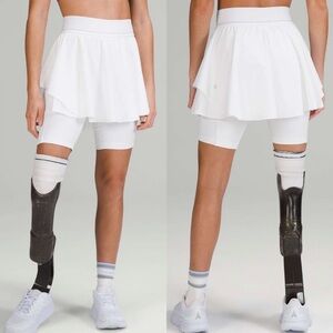 Lululemon 2022 Court Rival Skirt White Tennis Running Skort Size 10 Long Length‎